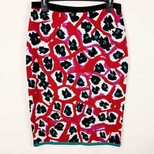 DVF Knit Pencil Cheetah Pink Skirt Sweater Size Medium